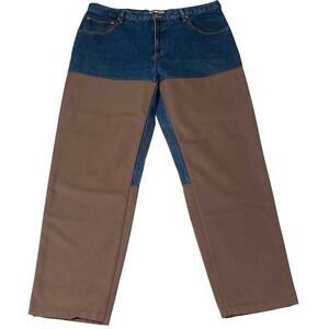 Columbia Mens Blue Denim Brown Canvas Brush Pants Upland Hunting HM8015 38x34